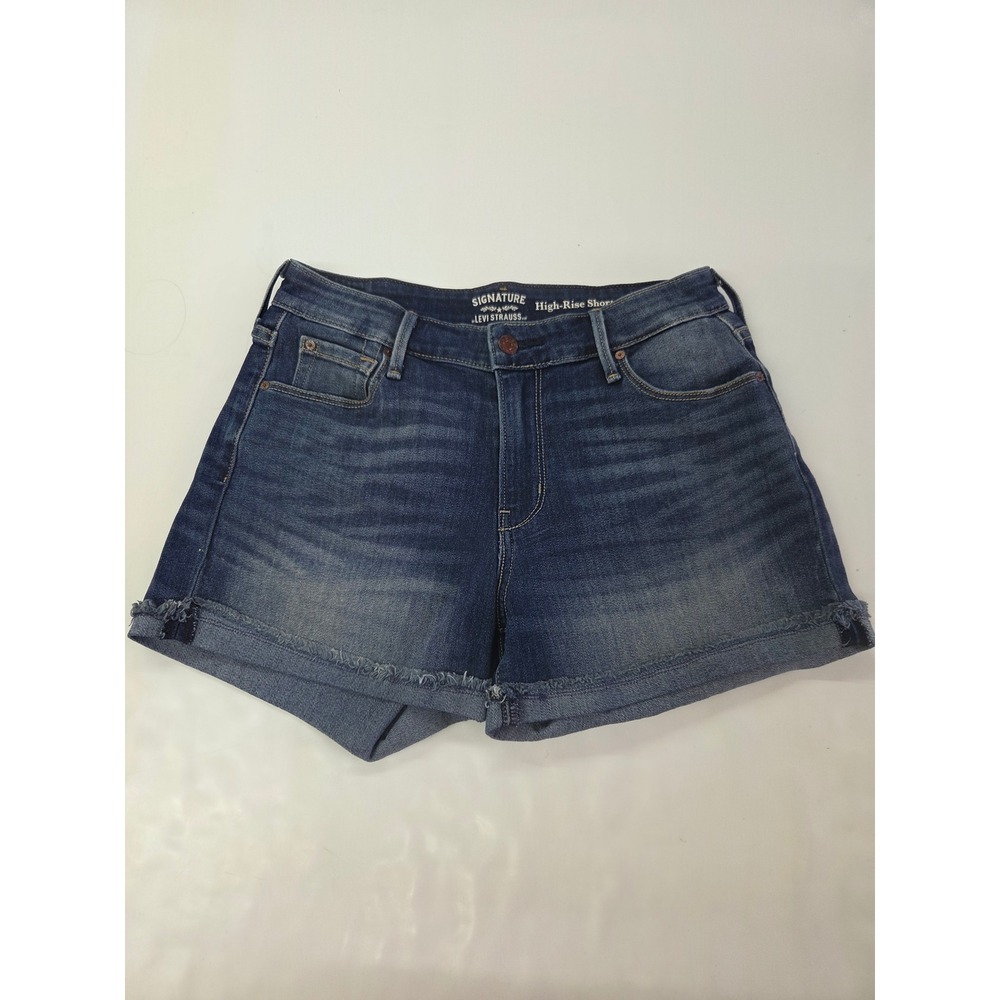 Signature by Levi Strauss Womens High Rise Denim Shorts Medium Wash Size 2 W26